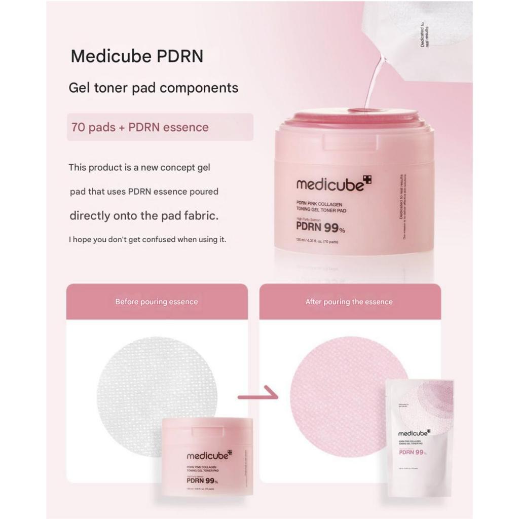 Medicube PDRN Pink Collagen Toning Gel Toner Pad 70ea