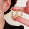 Light Luxury French Temperament Pearl Hoop Earrings for Women Exquisite Zircon Retro Sweet Design Earrings Party Jewelry Gifts