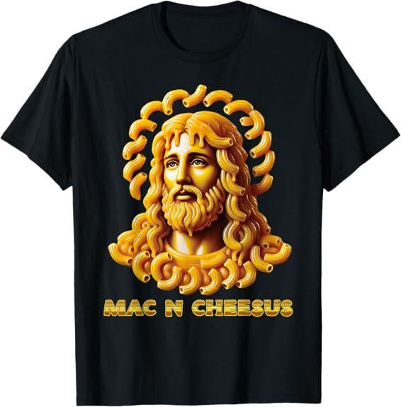 НОВЫЙ Макароны с сыром Иисус Смешной Христианский Mac N Cheesus Футболка S-3XL Унисекс Футболка XXL