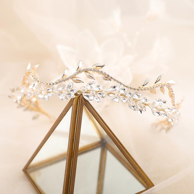 Crystal Leaf Bridal Crowns and Tiaras Handmade Crown Tiaras Woman Wedding Hair Accessories Bride Crowns