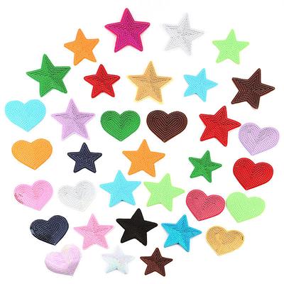 Pegatinas de Tela Bordadas con Cuentas para Mascotas Duoku, Accesorios Bordados para Ropa, Accesorios para Ropa de Actuación, Lentejuelas, Parches de Pentagrama y Corazón