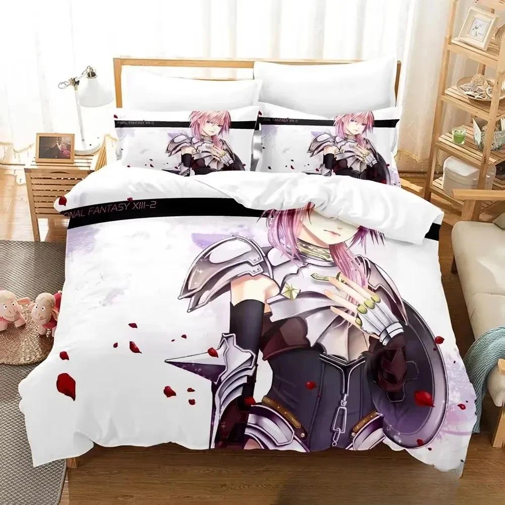 Anime Game Final Fantasy Xiii-2 Bedding Set 3D Printed Suitable For Bedroom Duvet Cover Set With Pillowcases Kids Home Textile
