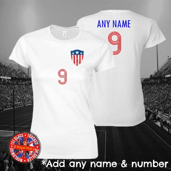 USA Inspired Ladies Football Personalised T-shirt, Gift, America, World Cup 4XL