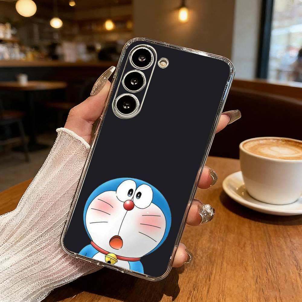 Cute Fat D-Doraemon Blue white Phone Case For Samsung S25,S24,S21,S22,S23,S30,Ultra,S20,Plus,Fe,Lite Transparent Cover
