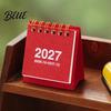 Gold Twin Binding Desk Calendar Mini 2026-2027, Oct 2026 To Dec 2027 Standing Flip Small Artistic Office Stationery Supplies Calendar, 14 Monthly