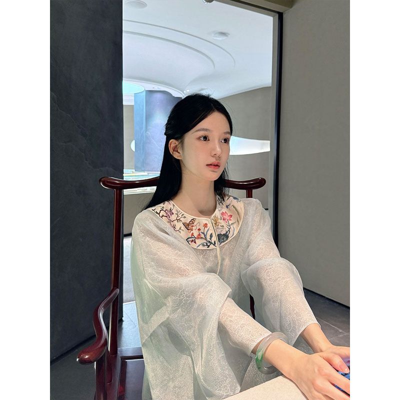 Women s Clothing, National Style Tops, Zen-Inspired, High-End, Exquisite Tang Suit Shirts, Jackets, Blouses for Women, 2026 Spring New Collection Picture Color Top S