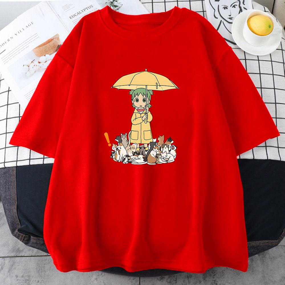 

AzuUnisex Футболки Daioh Yotsuba Женские/Унисекс Открывают Зонт Футболки с Котами Kawaiicute 100% Хлопок Футболки Летние Повседневные Популярные S