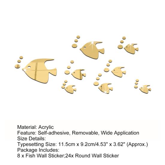 1 Set Unique Wall Sticker Waterproof Art Decoration Sea Fish Bubble