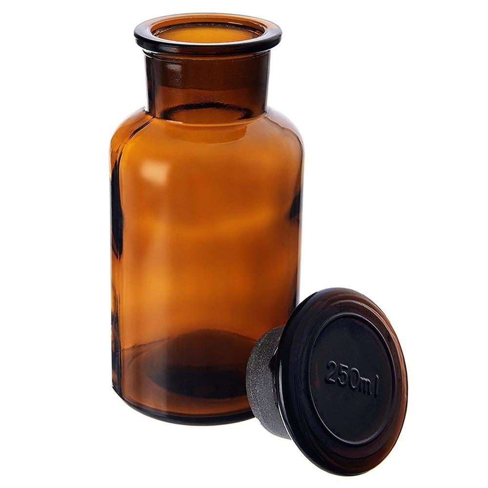 Bruine Glazen Fles met Kurk voor Cosmetica Kruiden Specerijen Thee 0,25