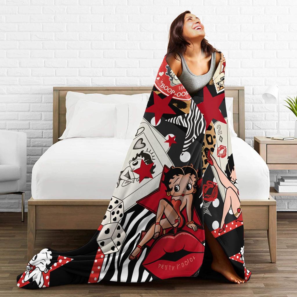 B-Bettys Boops Blankets Warm Soft Pattern Plush Bedding Throws For Outdoor Decorative Flannel Bedspread Bed Cover