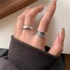 Letter Silver Ring Niche Design Index Finger Ring Adjustable Opening Ring Tide Geometric Simple Ring