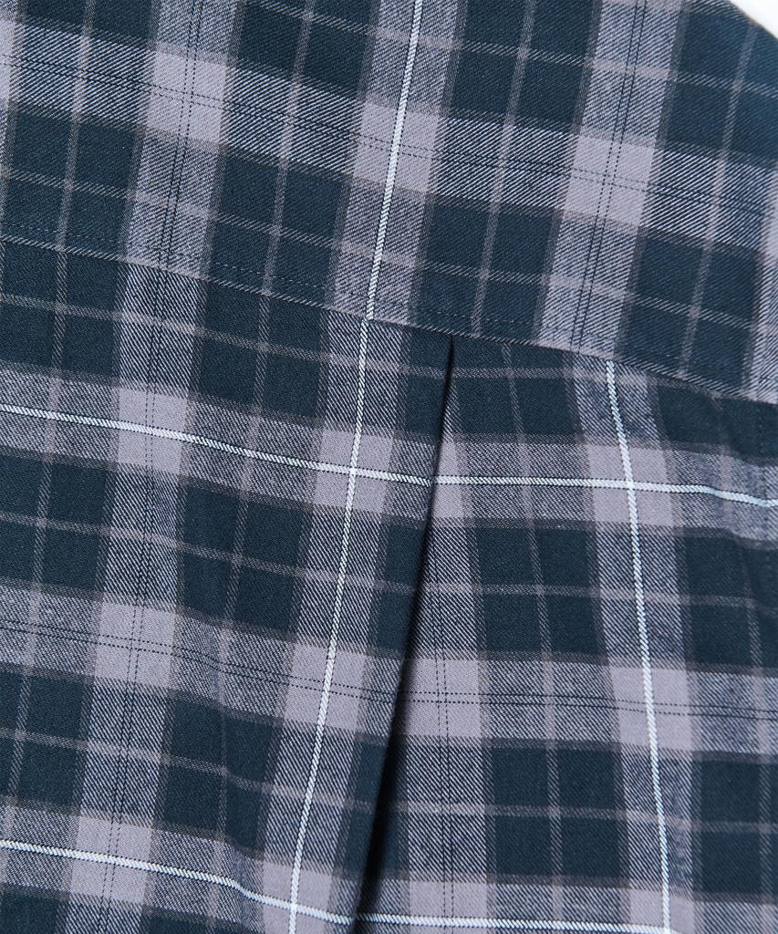 TEN PAST SEVEN Back Print Check Shirt - Gray