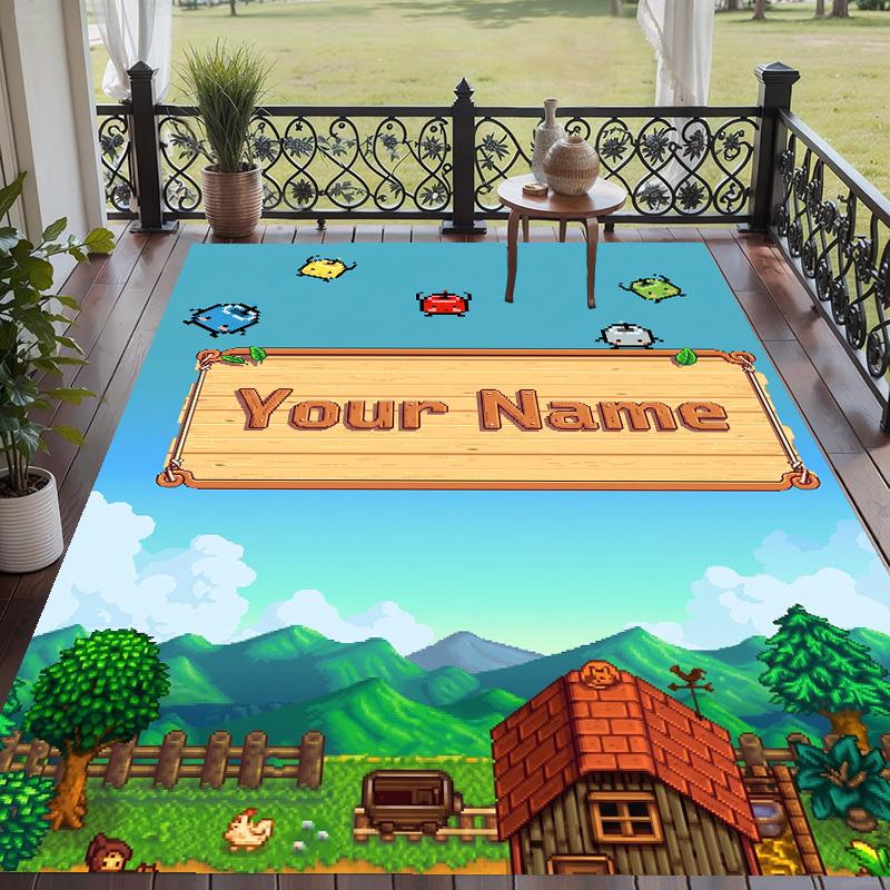 Custom Text Stardew Valley Pattern Floor Rug Soft Indoor Carpet Mat Living Room Bedroom
