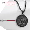 Eudora 925 Silver Pentagram Runes Necklaces for Women Man Black Amulet Guardian Star Tetragrammaton Pendant Witch Gift