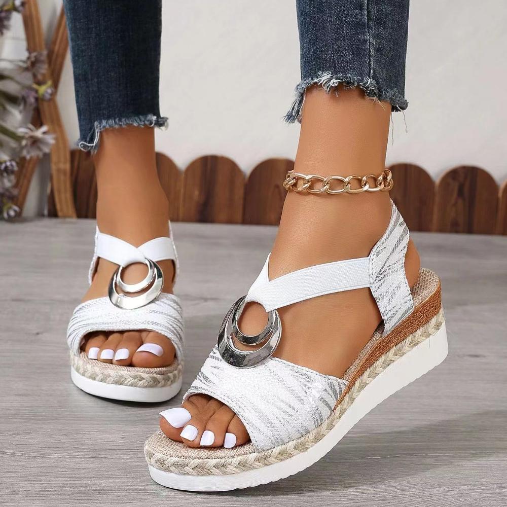 

Fashion Women Wedges Sandals 2024 Summer New Print Platform Shoes Gladiator Casual Comfortable Sandals Fashion Outdoor Beach Sandals 43 белый
