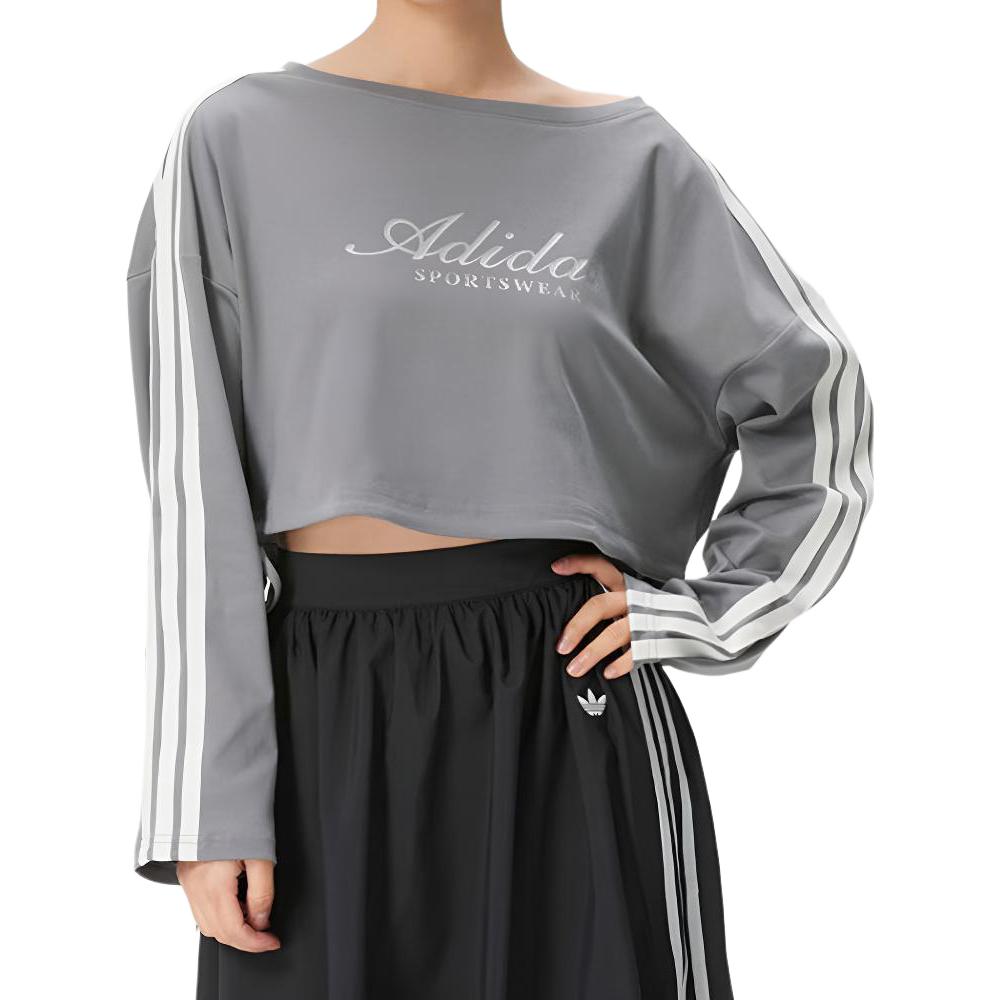 Adidas Dance Three Stripes Movement Series Pure Cotton Casual Long Sleeve Drop Shoulder T-Shirt Women tops KX8924