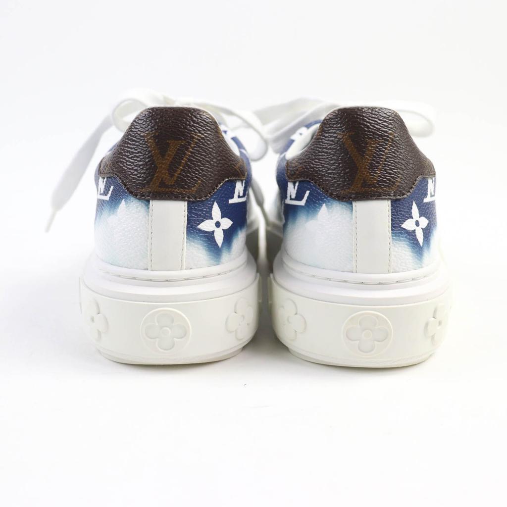 Great LOUIS VUITTON Sneakers LV Escal Monogram Blue Leather Women 34.5 CL1129 Used