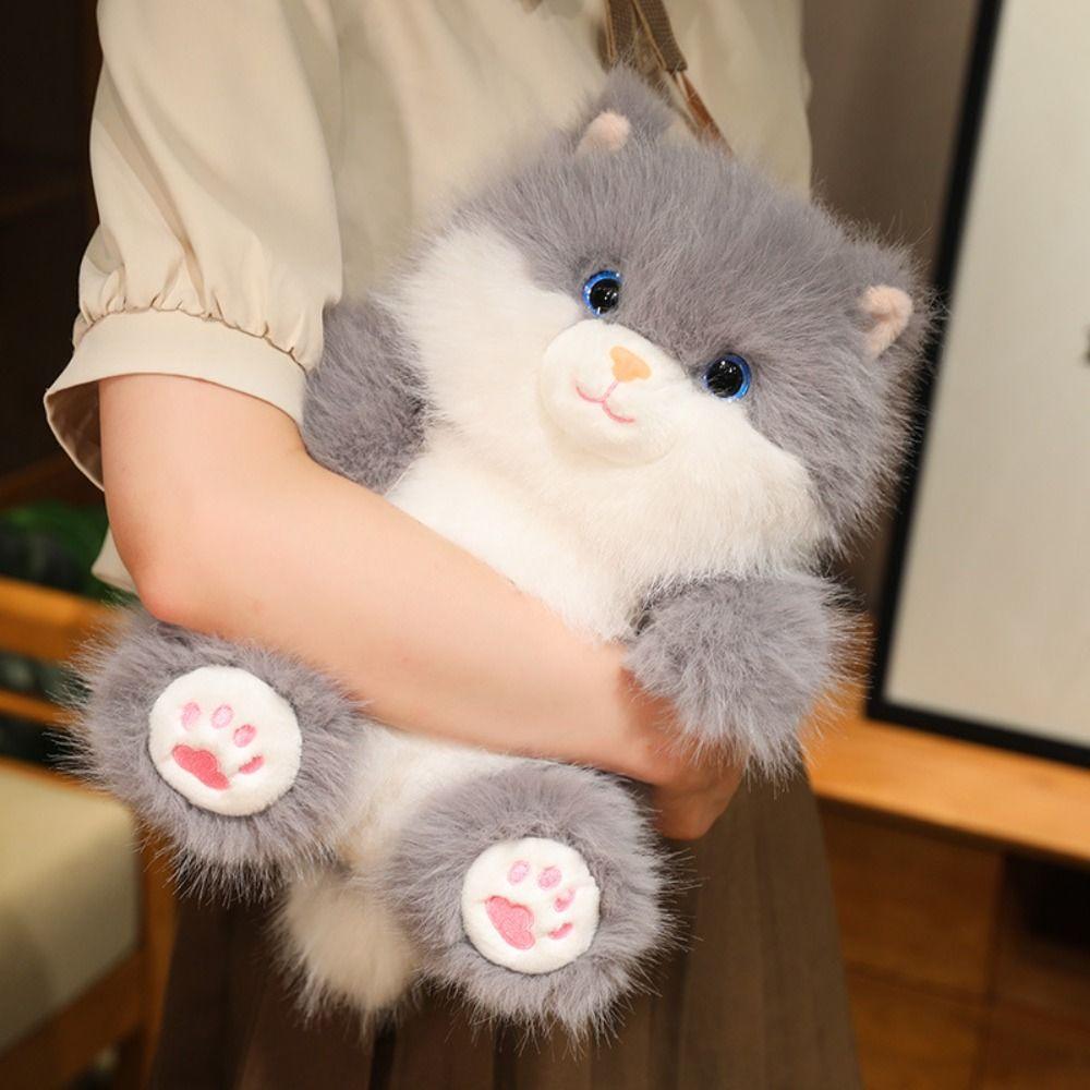 Soft Simulation Cat Plush Toys PP Cotton Gray Kitten Soft Dolls  Decorate Present