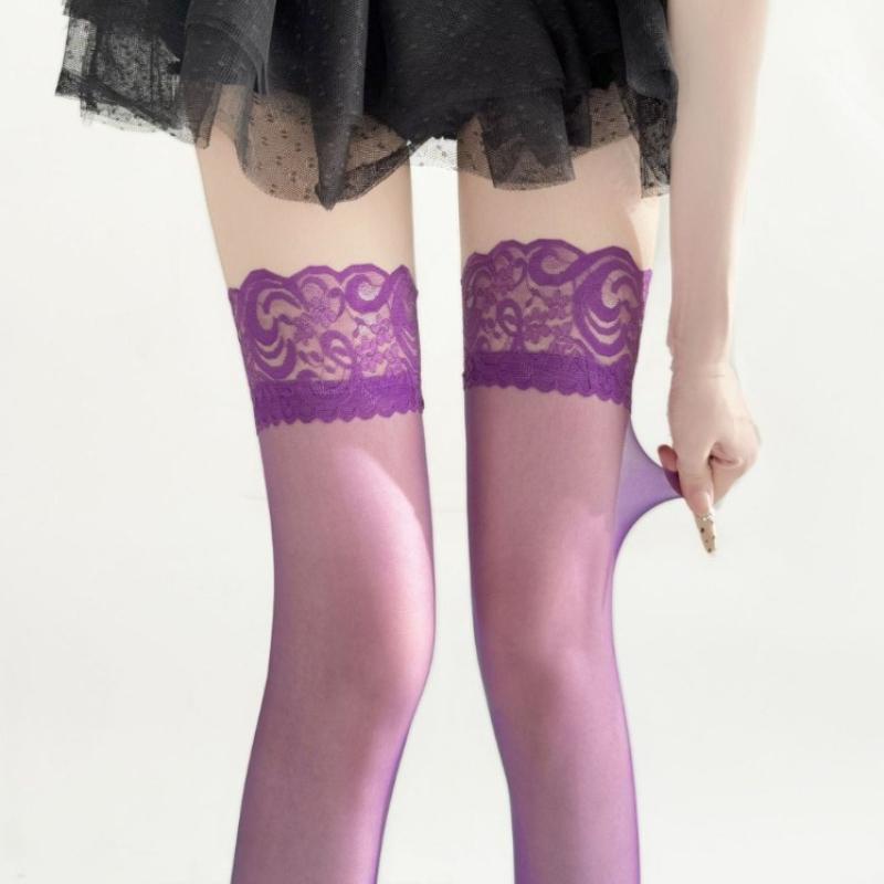 11Colors Women Silicone Anti-slip Sexy Stockings Summer Thin Lace Tights Thigh High Stocking OverKnee Socks Nightclub Hold-ups