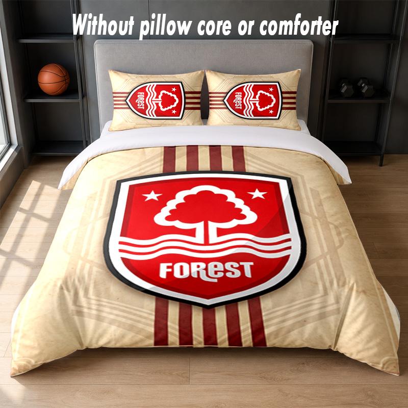 Nottingham Forest Design Bett Bettwäsche-Set 1 Bettbezug + 2 Kissenbezüge Weich Atmungsaktiv Haushalt Bettwäsche