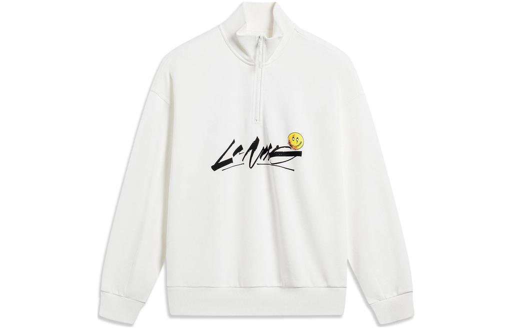 Li Ning Sweatshirts Unisex Ivory Stand Collar Moderate Regular AWDT445-3