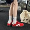 Retro Red German Training Shoes Women's 2025 Spring and Summer New Leather Sports and Leisure Board Shoes Popular Platform Forrest Gump Shoes