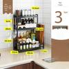 3-Tier Stainless Steel Countertop Spice Rack with Utensil & Cutting Board Holders