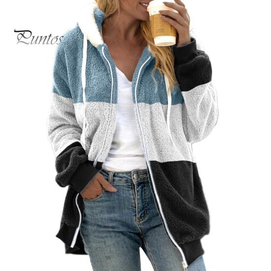 

Женское зимнее пальто, цветная толстая плюшевая куртка с капюшоном, длинными рукавами, эластичными манжетами и подолом на завязках, верхняя одежда для холодной погоды L чёрный