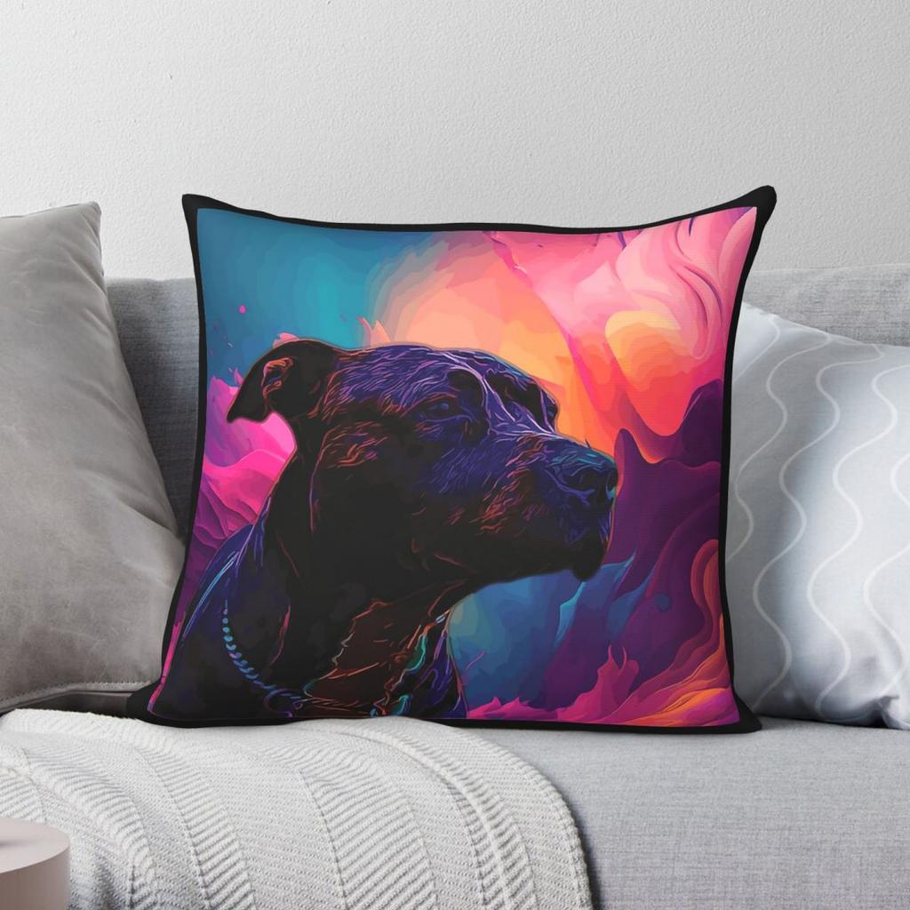 American Staffordshire Terrier Square Pillowcase Polyester Linen Velvet Creative Zip Decorative Room Cushion Cover x