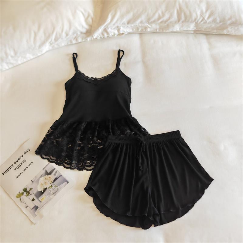 Modal Women's Summer Camisole Pajama Set with Chest Pads - French-Inspired, Sexy, Lightweight Homewear