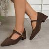 Fashion Fall 2025 New Suede Vintage Pointed Toe Mary Jane Girls Stiletto Heel Plus Size Single
