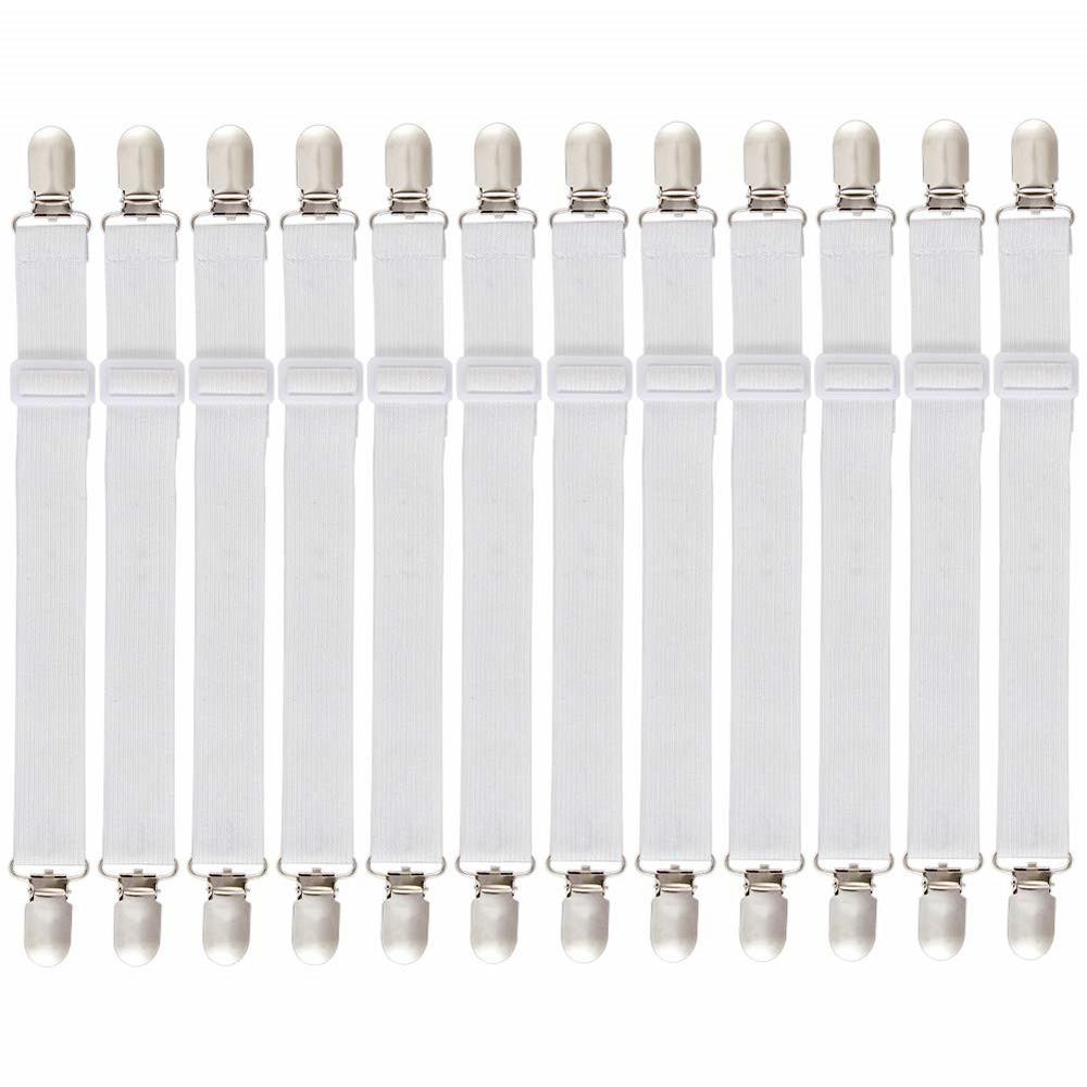 2/12pcs Adjustable Bed Sheet Fasteners Straps Elastic Mattress Cover Corner Holder Clip Grippers Suspender Cord Hook Loop Clasps