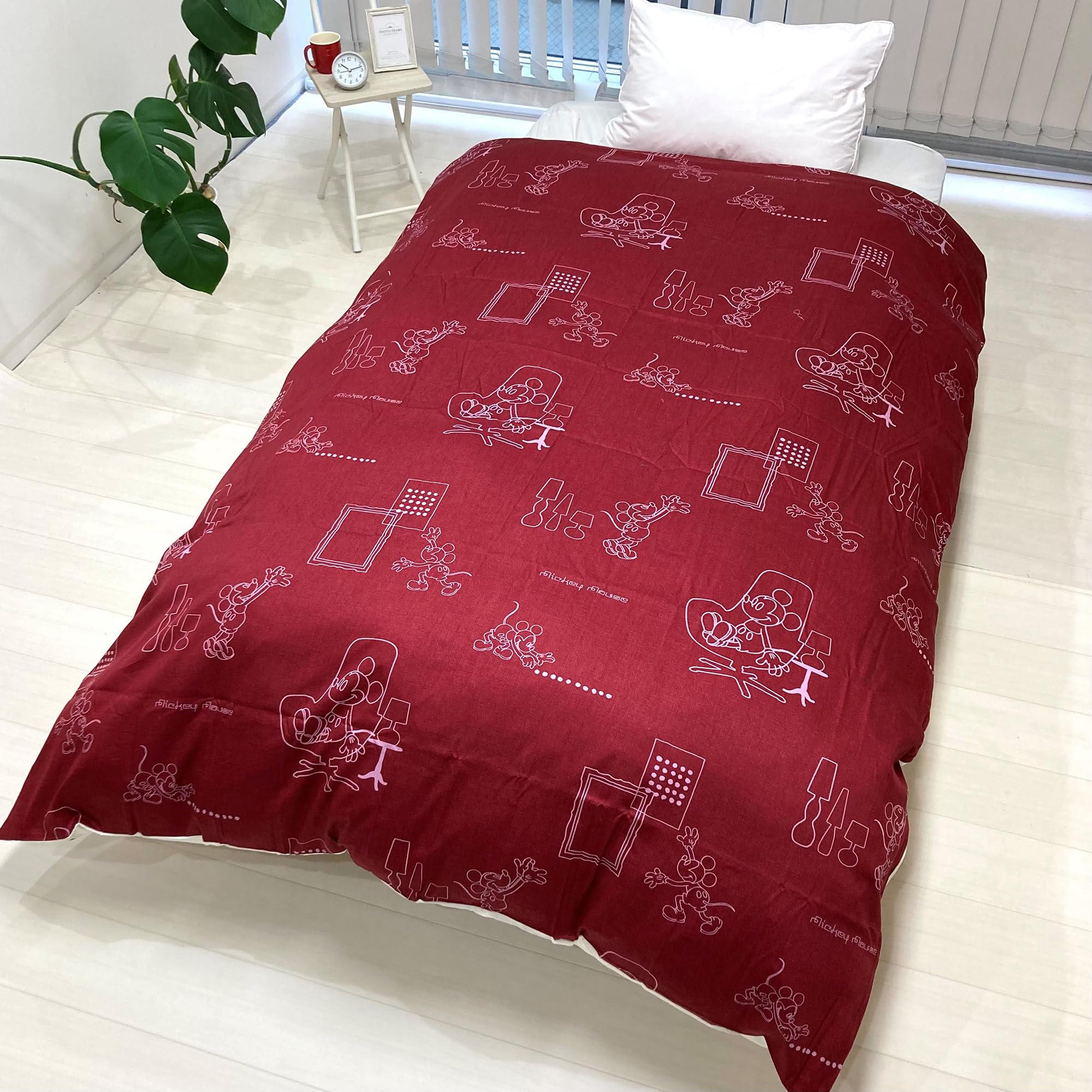 

MORIPiLO Single Mickey Mouse Duvet Cover, 150x210cm, 100% Cotton, Disney Character Goods, Living Room, Red