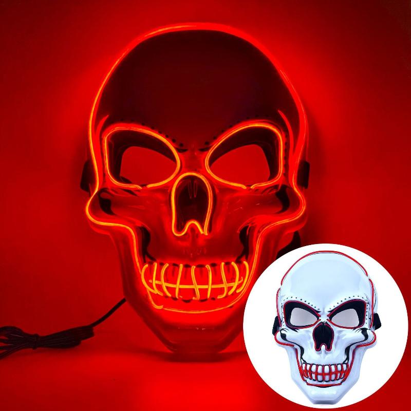 1Pcs Fashion Horror Halloween Skull Mask Led Light Cosplay Costume Cosplay Mask Halloween Party Supplies Halloween Party