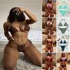 Damen Dreieck Bikini Set Verstellbare Nackenbindung Riemchen Badeanzug Mit Gepolsterten Cups Einfarbiger Badeanzug Pool Strand Urlaub
