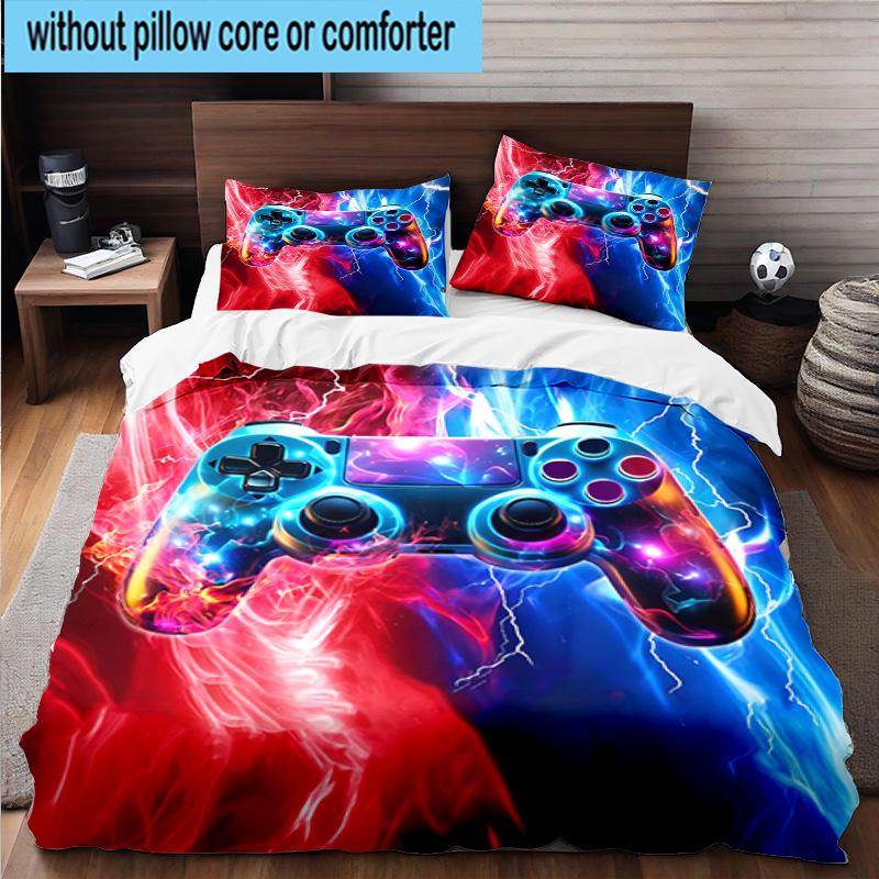 Galactic Gaming Game Controller 3pcs Bedding,Including 1pc Duvet Cover And 2pcs Pillowcases Perfect for Christmas,Ideal for Bedroom, Dormitory