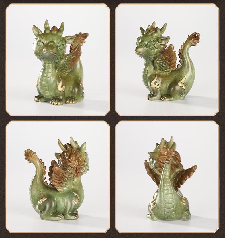 Brass Dragon's Nine Sons Ornament: Handcrafted Living Room and Office Decor, Perfect Housewarming Gift for Attracting Wealth