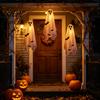 Holiday Yard Hanging Ornaments Scary Ghost Decor, Spooky Bat Print Decor for Porch Remote Control Tree, Glow-in-the-Dark Outdoor Halloween Decoration