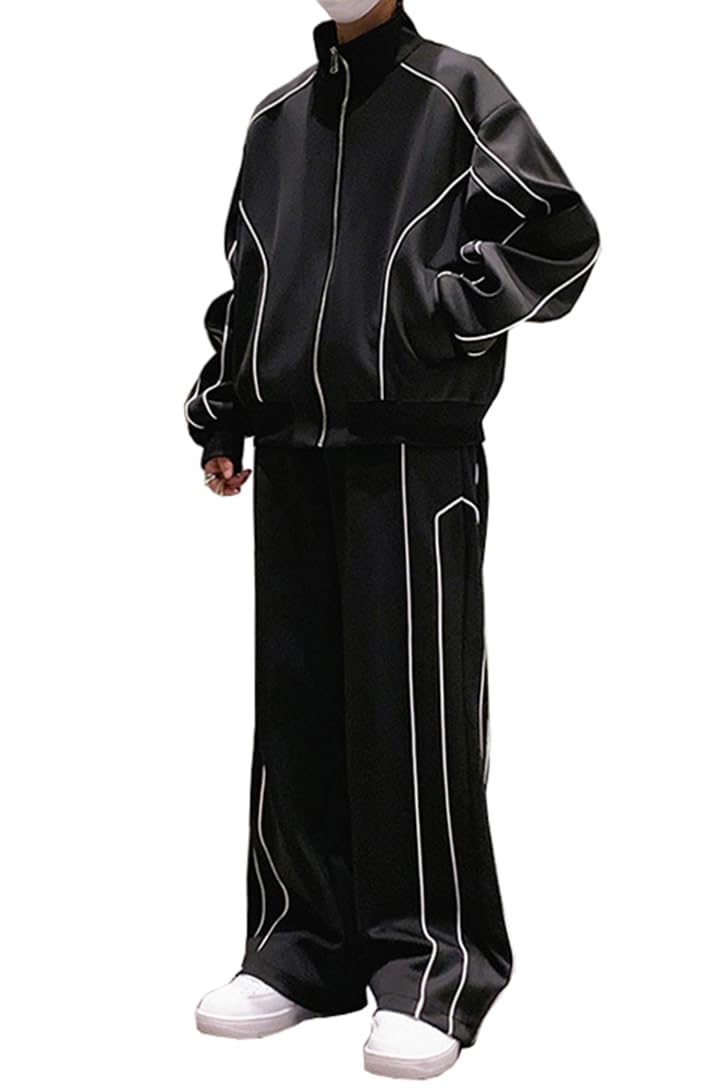 

Блузон Джерси на молнии Корейский Свободный Плюс E1230C D.IIZOO Мужской Комплект на молнии, Толстовка, Комплект из 2 предметов, Спортивная одежда, Уличная одежда, Стиль, Элегантный, Повседневный, чёрный