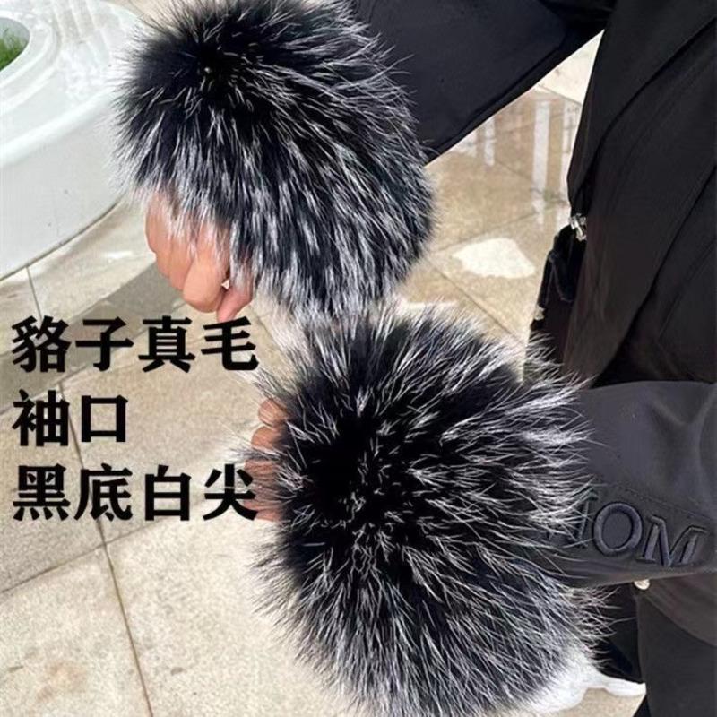 Winter Raccoon Fur Cuffs Women Fashion Fur Arm Warmer Natural Fur Wristband Female Warm Fur Sleeve Decort Plush Fur Bracelet