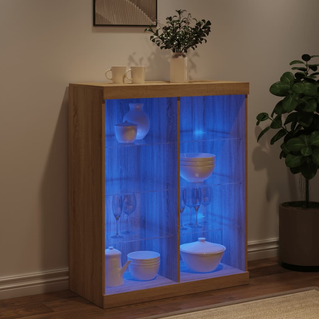 Vidaxl Szafka Z Oświetleniem Led, Dąb Sonoma, 81X37X100 Cm