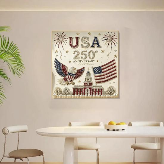 250th Anniversary Pearl Painting Kit, USA Anniversary DIY Pearl Art Set, Patriotic Bead Painting Craft Kit for Beginners Adults