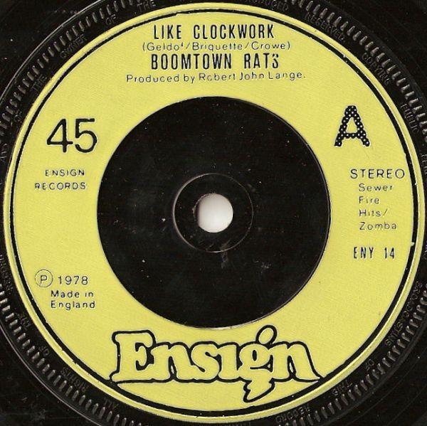 7inch Record BOOMTOWN RATS - Like Clockwork ENY14 Ensign 1978 UK Rock Used