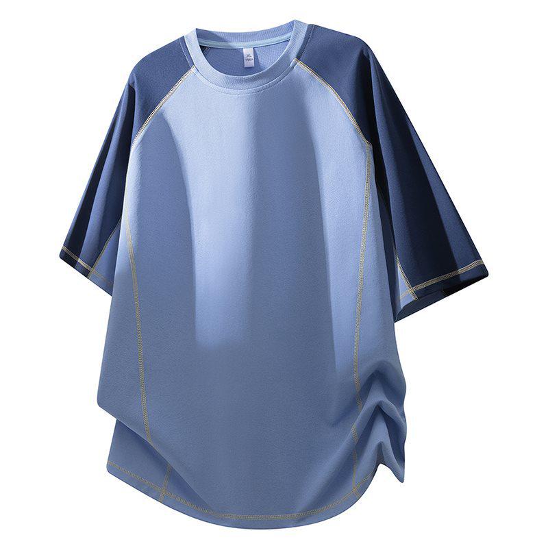 Men s Summer 2026 Raglan Contrast Short Sleeve T-shirt - Loose, Trendy, Versatile Half Sleeve Design XL