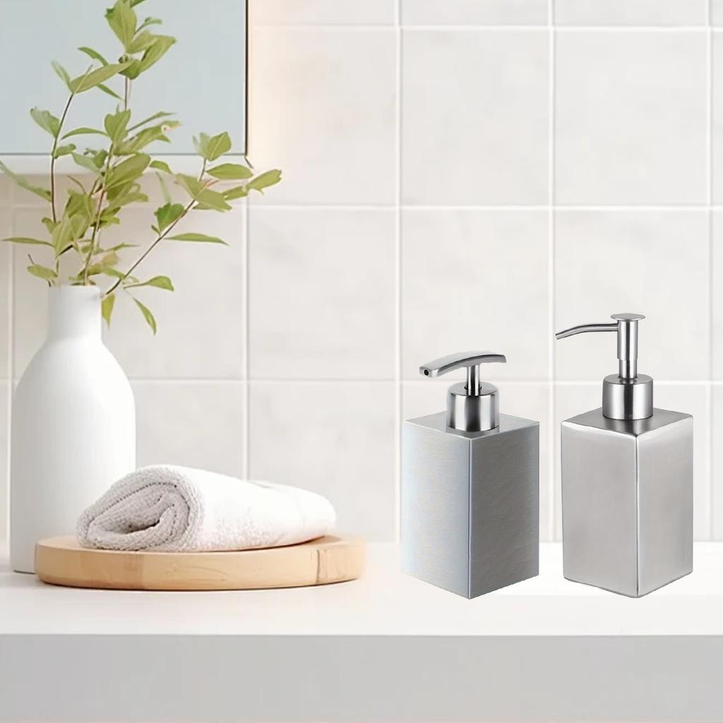 Stainless Steel Soap Dispenser, Refillable Manual Press Soap Dispenser,  for Hold Liquids, Shower Gels, Shampoos, Lotions