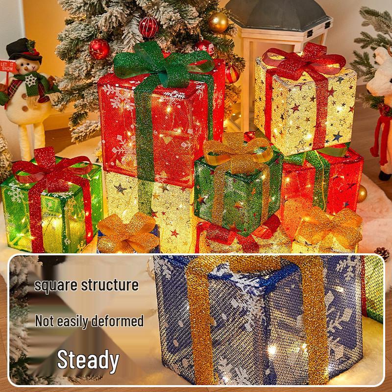 Folding Christmas Gift Box Set: Three-Piece Party & Festival Decoration