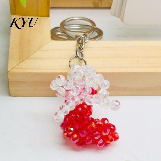 Christmas Beaded Keychain Handmade Keychain, Xmas Tree Wreath Gift Box Bell Decorative Key Ring Santa Keyring, Backpack Hanging Decor for Party Favors