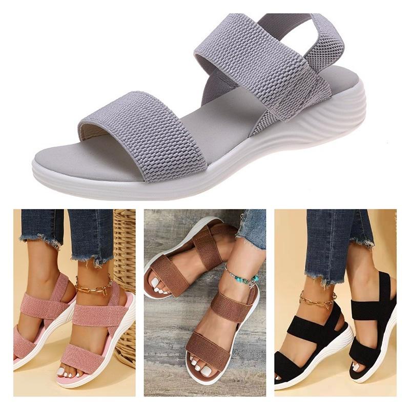 Stylish Fish-mouth Casual Sandals With Elastic Strap For Women Characters)