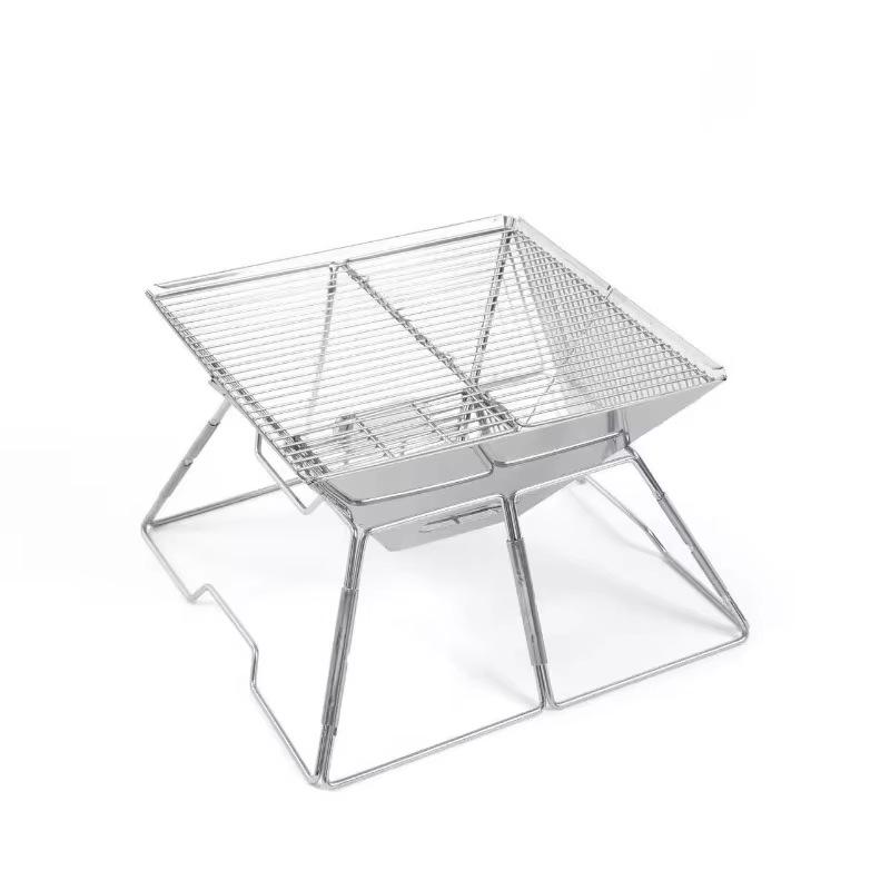 Portable Stainless Steel Folding BBQ Grill and Wood Stove for Outdoor Camping