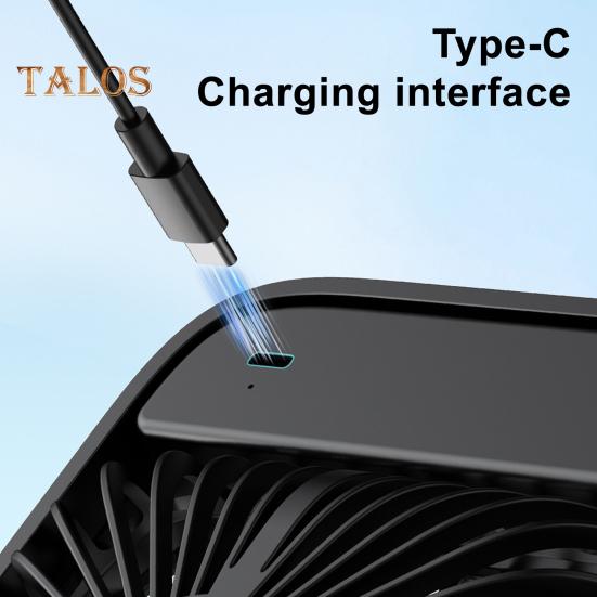 Ventilator portabil reîncărcabil, mini ventilator electric cu motor fără perii, 4 viteze, flux de aer puternic, zgomot redus, ventilator de masă mic și silențios